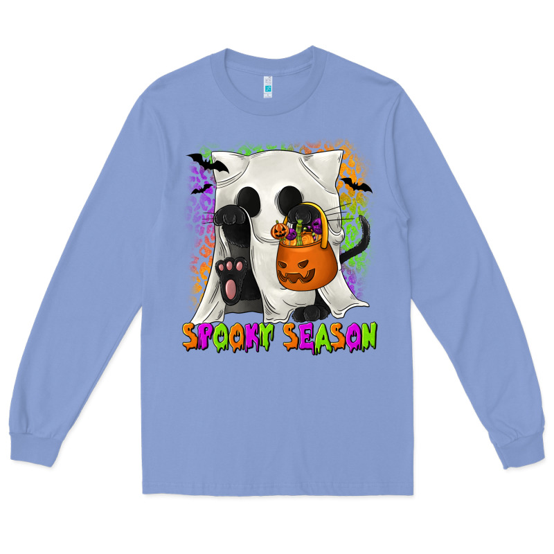 Spooky Season Ghost Cat Long Sleeve Tee by texasbilliewilder | Teevron