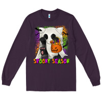 Plum Spooky Season Ghost Cat Long Sleeve Tee - texasbilliewilder