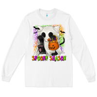 White Spooky Season Ghost Cat Long Sleeve Tee - texasbilliewilder