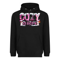 Pink Cozy Season With Snowman Ado Heavyweight Hoodie | Teevron