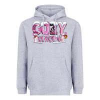 Heather Grey pink cozy season with snowman ado Heavyweight Hoodie - AdoDesignShop