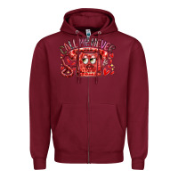 Burgundy call me never Zipper Hoodie - RacoonDesign