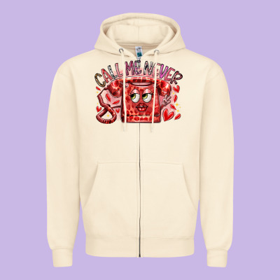 Call Me Never Zipper Hoodie Designed By Racoondesign