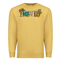 Antique Gold howdy with cowboy hat and cactus Premium Sweatshirt - Artiststas