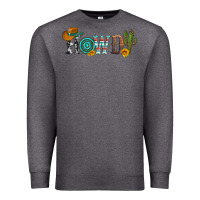 Charcoal Heather howdy with cowboy hat and cactus Premium Sweatshirt - Artiststas