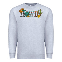 Heather Grey howdy with cowboy hat and cactus Premium Sweatshirt - Artiststas