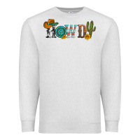 Oatmeal Heather howdy with cowboy hat and cactus Premium Sweatshirt - Artiststas