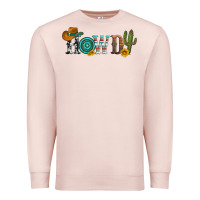 Pale Pink howdy with cowboy hat and cactus Premium Sweatshirt - Artiststas