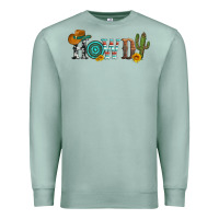 Seafoam howdy with cowboy hat and cactus Premium Sweatshirt - Artiststas