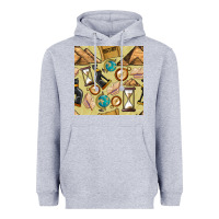 Heather Grey history seamless pattern Heavyweight Hoodie - BundleAndBundleShop