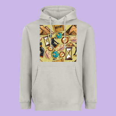 History Seamless Pattern Heavyweight Hoodie Designed By Bundleandbundleshop