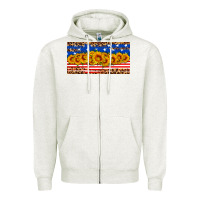 Oatmeal Heather usa flag sunflowers license plate Zipper Hoodie - HRA Design Shop