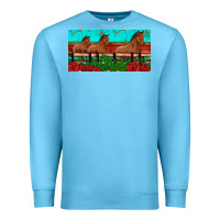 Ocean Blue horses roses ann cactuses license plate Premium Sweatshirt - Artiststas