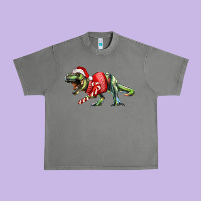 T Rex Christmas Urban Heavy Tee Designed By Ranaportraitstore