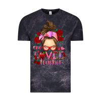 Cloud Black one loved teacher messy bun Vintage Tee - RanaPortraitStore