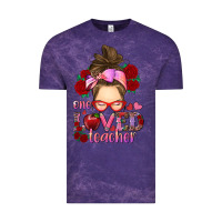 Cloud Purple one loved teacher messy bun Vintage Tee - RanaPortraitStore