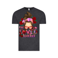 Vintage Black one loved teacher messy bun Vintage Tee - RanaPortraitStore