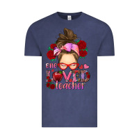 Vintage Denim one loved teacher messy bun Vintage Tee - RanaPortraitStore