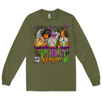 Army Green Spooky Season Gnomes Long Sleeve Tee - texasbilliewilder