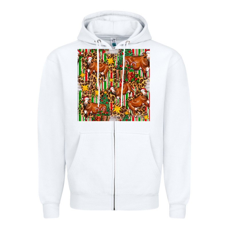 Christmas Leopard Cow With Gift Boxes Zipper Hoodie by FaDigitalArtStudio | Teevron