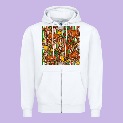 Christmas Leopard Cow With Gift Boxes Zipper Hoodie Designed By Fadigitalartstudio