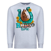 Heather Grey horseshoe rodeo time Premium Sweatshirt - Artiststas
