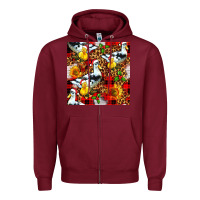 Burgundy christmas leopard duck Zipper Hoodie - FaDigitalArtStudio