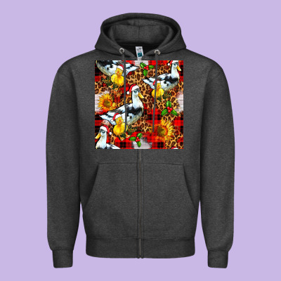 Christmas Leopard Duck Zipper Hoodie Designed By Fadigitalartstudio