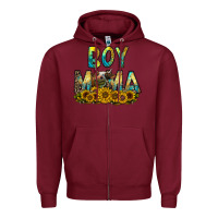 Burgundy boy mama Zipper Hoodie - CowhideDigitalArt