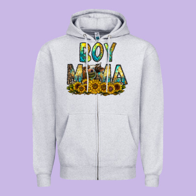 Boy Mama Zipper Hoodie Designed By Cowhidedigitalart