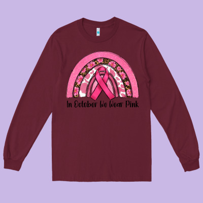 In October We Wear Pink Long Sleeve Tee Designed By Ranaportraitstore