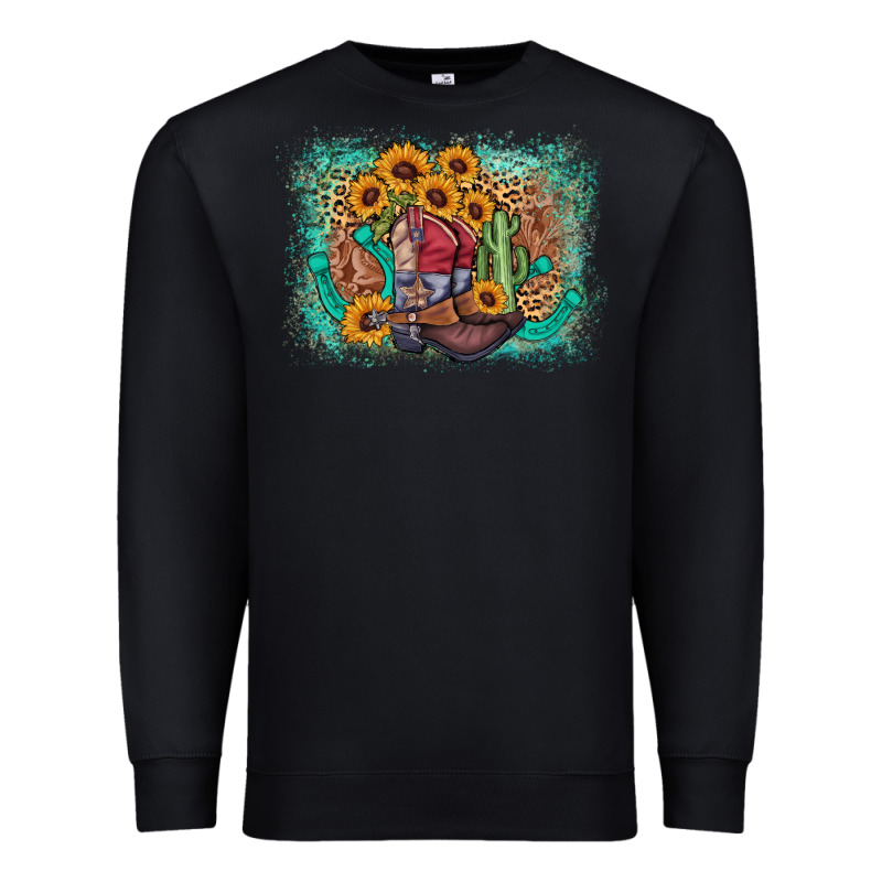 Cowboy Boots Sunflower Premium Sweatshirt by AdoDesignShop | Teevron