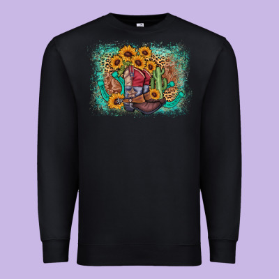 Cowboy Boots Sunflower Premium Sweatshirt Designed By Adodesignshop