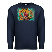 Navy cowboy boots sunflower Premium Sweatshirt - AdoDesignShop