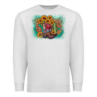 Oatmeal Heather cowboy boots sunflower Premium Sweatshirt - AdoDesignShop