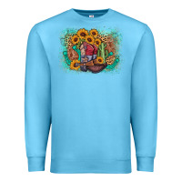 Ocean Blue cowboy boots sunflower Premium Sweatshirt - AdoDesignShop