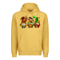 Antique Gold fall gnomes with pumpkin pie Premium Hoodie - AdoDesignShop