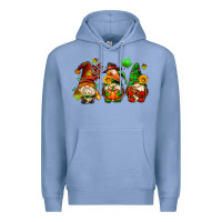 Colony Blue fall gnomes with pumpkin pie Premium Hoodie - AdoDesignShop
