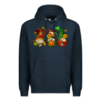 Navy fall gnomes with pumpkin pie Premium Hoodie - AdoDesignShop