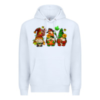 White fall gnomes with pumpkin pie Premium Hoodie - AdoDesignShop