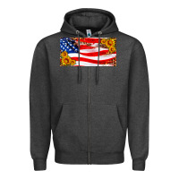 Charcoal Heather usa flag and sunflower license plate Zipper Hoodie - HRA Design Shop