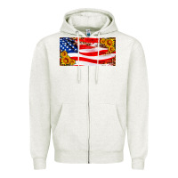 Oatmeal Heather usa flag and sunflower license plate Zipper Hoodie - HRA Design Shop