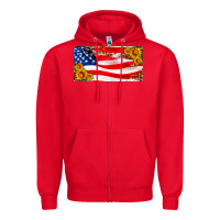 Usa Flag And Sunflower License Plate Zipper Hoodie | Teevron
