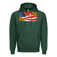 Sports Green usa flag and sunflower license plate Zipper Hoodie - HRA Design Shop