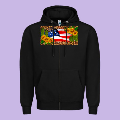 Usa Flag And Cactus License Plate Zipper Hoodie Designed By Hra Design Shop