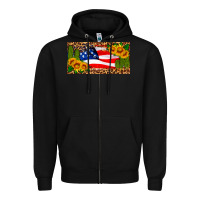 Black usa flag and cactus license plate Zipper Hoodie - HRA Design Shop