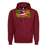 Burgundy usa flag and cactus license plate Zipper Hoodie - HRA Design Shop