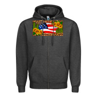Charcoal Heather usa flag and cactus license plate Zipper Hoodie - HRA Design Shop
