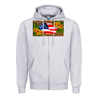 Heather Grey usa flag and cactus license plate Zipper Hoodie - HRA Design Shop