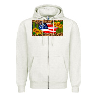 Oatmeal Heather usa flag and cactus license plate Zipper Hoodie - HRA Design Shop